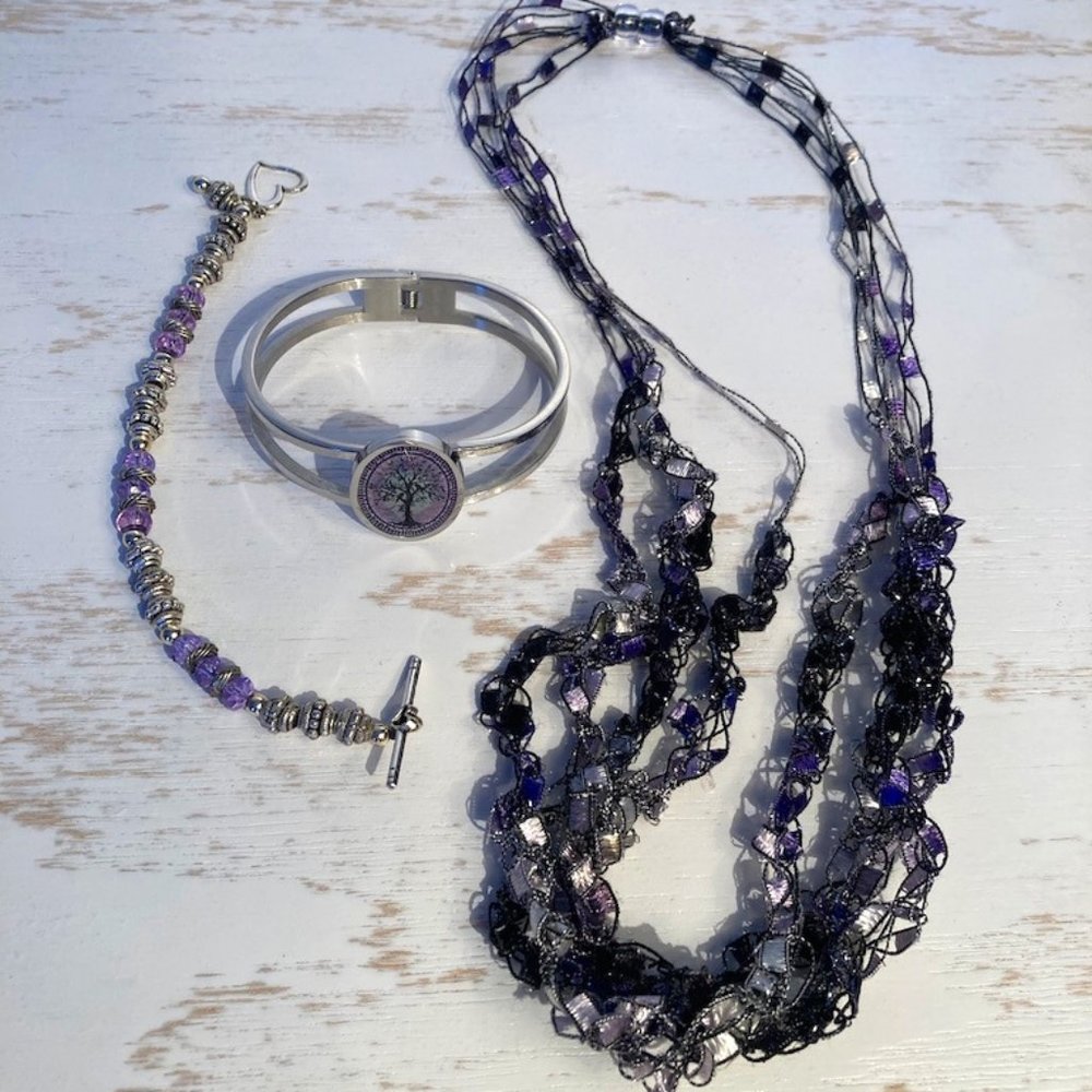 Purple Jewelry Collection, necklace, bracelet, unique style